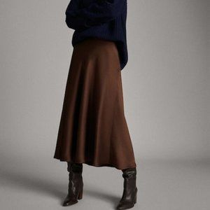 NWT Massimo Dutti Silk Skirt - Brown